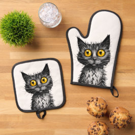 Kat Oven Mitt & Pothouder Set