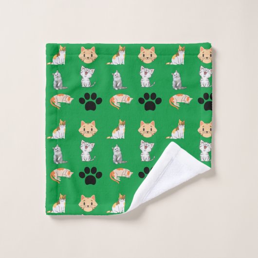 Kat over de hele afdrukletter bad handdoek (Wasdoekje)