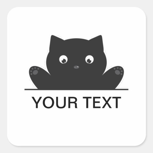 KAT OVERGESCHREVEN VIERKANTE STICKER (Voorkant)