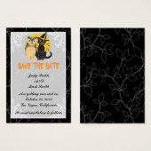 Kat & Owl Halloween Wedding sparen de Datum Kaart (Voorkant /achterkant)