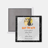 Kat & Owl Halloween Wedding sparen de Datum Magnet (Voorkant / Achterkant)