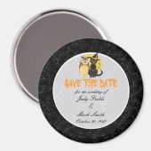 Kat & Owl Halloween Wedding sparen de Datum Magnet (Voorkant / Achterkant)