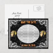 Kat & Owl Halloween Wedding sparen het Briefkaart  (Voorkant / Achterkant)
