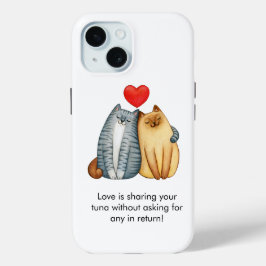 Kat Paar Liefhebbers Schattige Funny Happy Valenti iPhone 15 Case