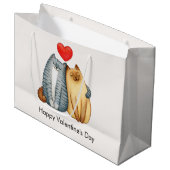 Kat Paar Liefhebbers Schattige Funny Happy Valenti Groot Cadeauzakje (Voorkant Gekanteld)