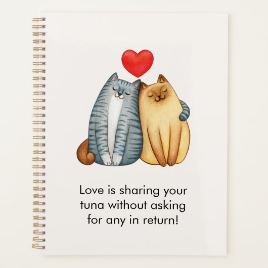 Kat Paar Liefhebbers Schattige Funny Happy Valenti Planner (Voorkant)