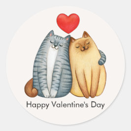 Kat Paar Liefhebbers Schattige Funny Happy Valenti Ronde Sticker