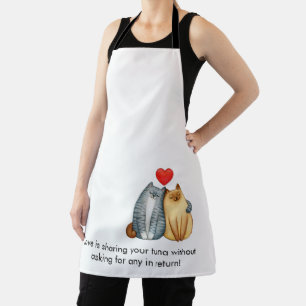 Kat Paar Liefhebbers Schattige Funny Happy Valenti Schort