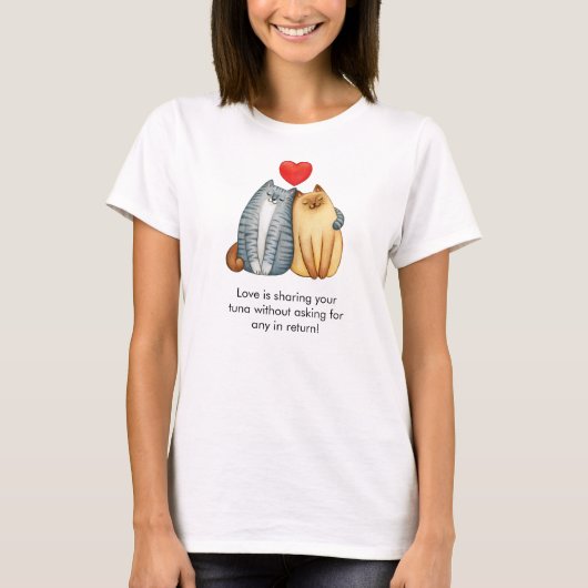 Kat Paar Liefhebbers Schattige Funny Happy Valenti T-shirt (Voorkant)