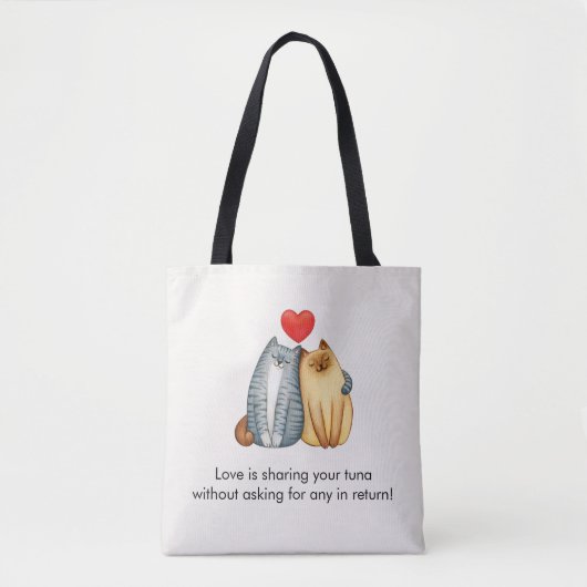 Kat Paar Liefhebbers Schattige Funny Happy Valenti Tote Bag (Voorkant)