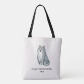 Kat Paar Liefhebbers Schattige Funny Happy Valenti Tote Bag (Achterkant)