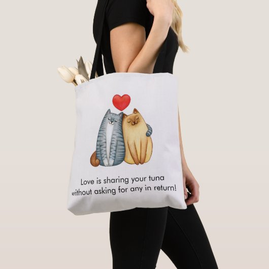 Kat Paar Liefhebbers Schattige Funny Happy Valenti Tote Bag (Dichtbij)