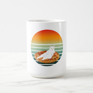 Kat paardrijden pizza retro koffiemok