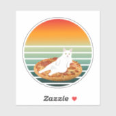 Kat paardrijden pizza retro sticker (Vel)