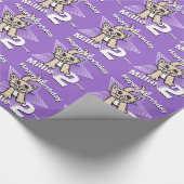 Kat paars voeg je leeftijd en naam verjaardagscrap cadeaupapier (Hoek)