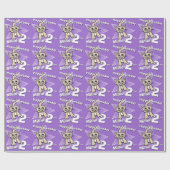 Kat paars voeg je leeftijd en naam verjaardagscrap cadeaupapier (Vlak)