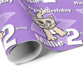 Kat paars voeg je leeftijd en naam verjaardagscrap cadeaupapier (Rol Hoek)