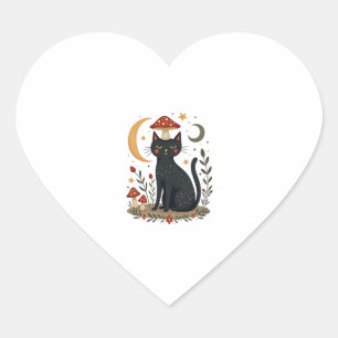 Kat Paddenstoel Hoed Cottagecore Kitten Kitty Vrou Hart Sticker