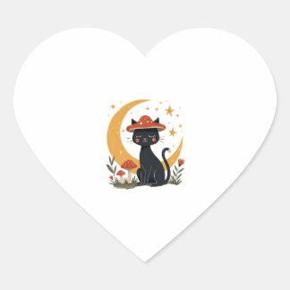 Kat Paddenstoel Hoed Cottagecore Kitten Kitty Vrou Hart Sticker