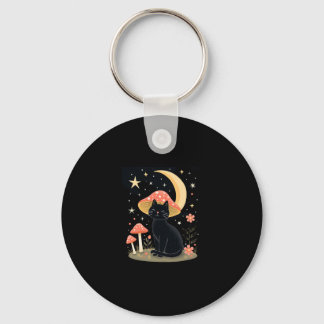 Kat Paddenstoel Hoed Cottagecore Kitten Kitty Vrou Sleutelhanger
