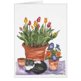 Kat Pansies Tulips Waterverf "Penelope"