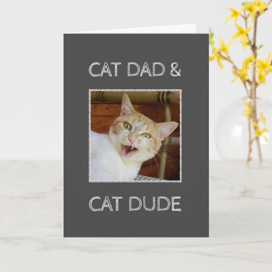 Kat pap Gat Fathers Dag Aangepaste Fototekst Kaart (Gele Bloem)