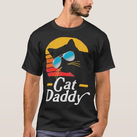 Kat Papa  80s Style Cat Retro Sunglazen T-shirt (Voorkant)