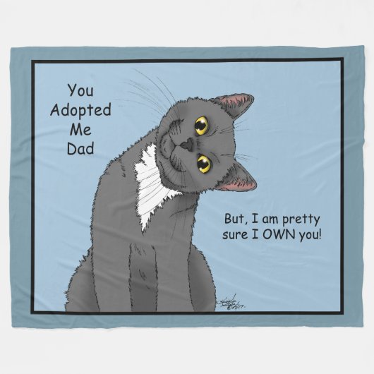 Kat Papa Adoptie Vaderdag Fleece Deken (Voorkant (Horizontaal))