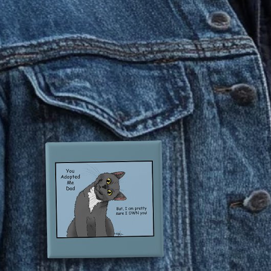 Kat Papa Adoptie Vaderdag Vierkante Button 5,1 Cm