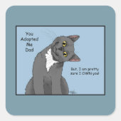 Kat Papa Adoptie Vaderdag Vierkante Sticker (Voorkant)