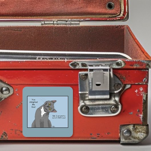 Kat Papa Adoptie Vaderdag Vierkante Sticker