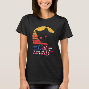 Kat papa Amerikaanse stijl Kat Retro vervormt T-shirt