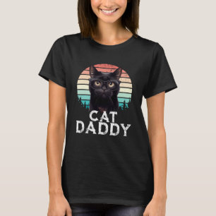 Kat Papa Black Cat  80 Stijl Kat Ret T-shirt