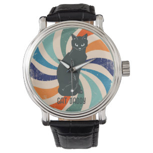 Kat Papa Black Cat  tachtig stijl Retro Horloge
