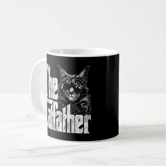 Kat papa de Catfather Crazy Eyepatch Cat Father Ki Koffiemok (Voorkant links)