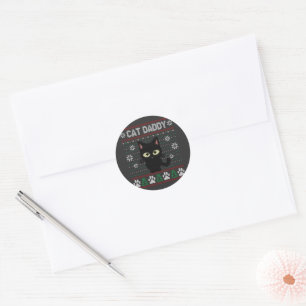 Kat Papa Oegly kerstkeuken Pajama Kitty Cat Ronde Sticker