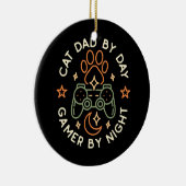 Kat papa op dag gamer bij nacht videogames keramisch ornament (Rechts)