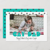 Kat papa | Pawprinters | Aangepaste Vaderdag Feestdagenkaart (Voorkant / Achterkant)