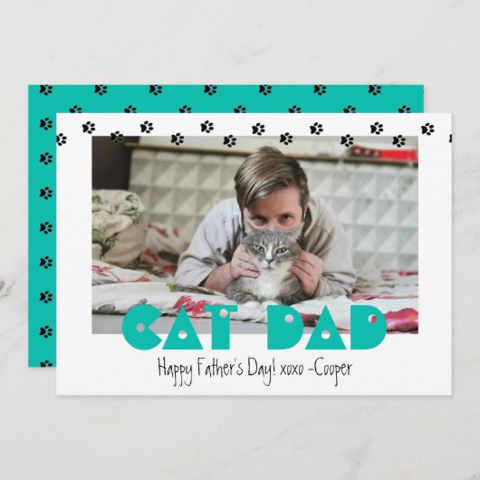 Kat papa | Pawprinters | Aangepaste Vaderdag Feestdagenkaart (Voorkant / Achterkant)