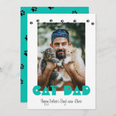 Kat papa | Pawprinters | Aangepaste Vaderdag Feestdagenkaart (Voorkant / Achterkant)