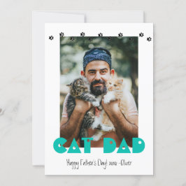 Kat papa | Pawprinters | Aangepaste Vaderdag Feestdagenkaart