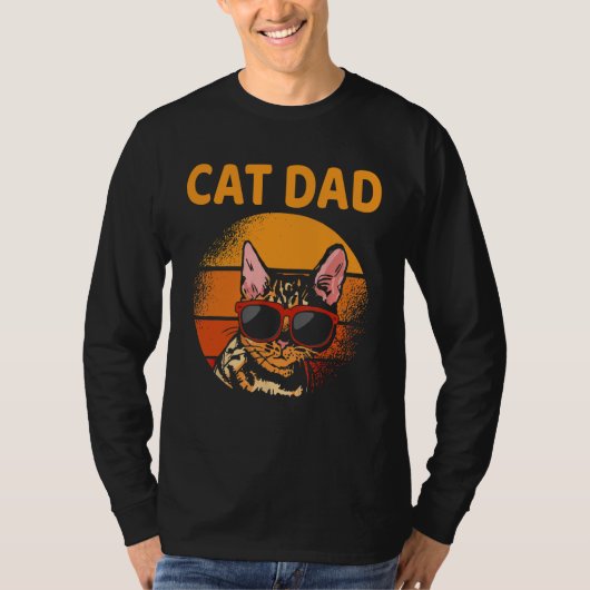 Kat Papa Retro Stijlvol Vaderdag Kat D T-shirt (Voorkant)