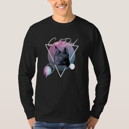 Kat: Papa Retro Vaporwave asthetische kunststijl T-shirt (Voorkant)