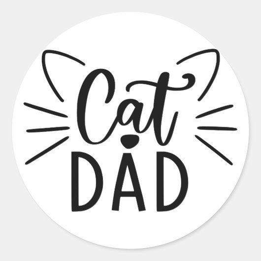 Kat papa ronde sticker (Voorkant)
