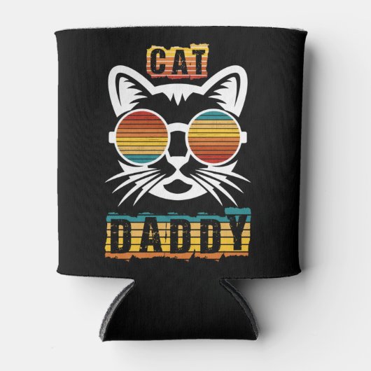 Kat Papa  tachtig stijl Kat Retro Blikjeskoeler (Voorkant)