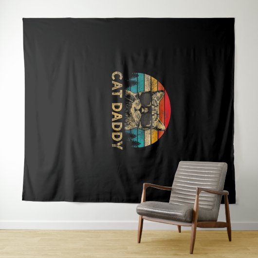 Kat papa tachtig stijl Kat Retro verafstanden Wandkleed (In Situ (horizontaal))