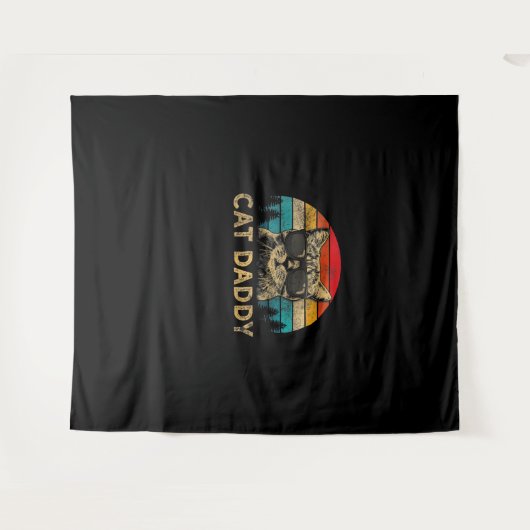 Kat papa tachtig stijl Kat Retro verafstanden Wandkleed (Voorkant (horizontaal))