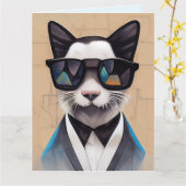 KAT PAPA VERJAARDAG ZONNEBRIL KOELE VERJAARDAG KAA KAART (Gele Bloem)