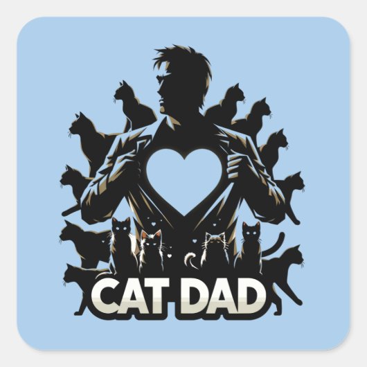 Kat papa vierkante sticker (Voorkant)