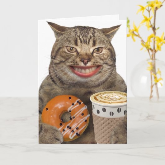 Kat Papa's Vaderdag Kaart (Gele Bloem)